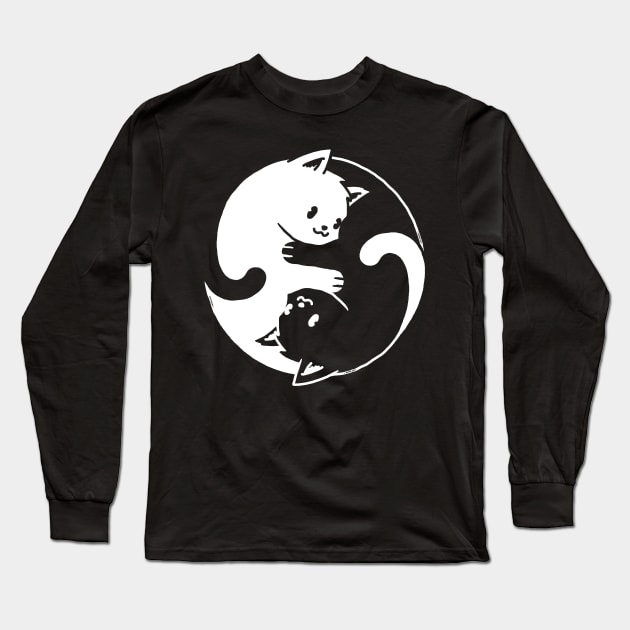 Yin Yang Cat Black & White Long Sleeve T-Shirt by vo_maria